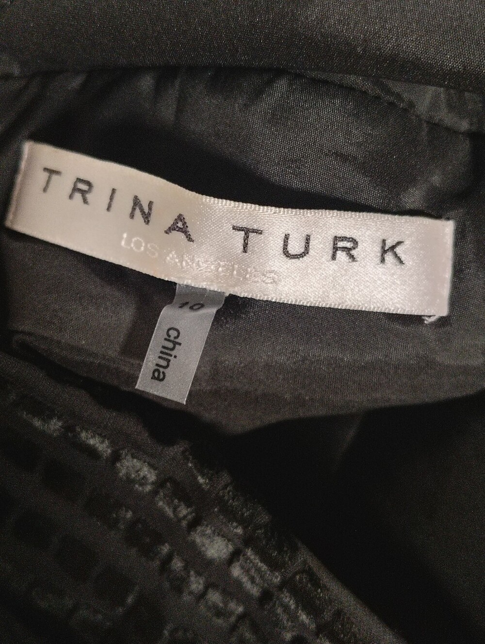Trina Turk Silk Blend Black Velvet Burnout V-Neck Dress Women's 10 Whimsygoth - Picture 7 of 12